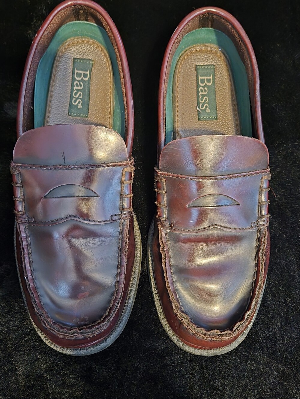 Bass Boys Burgundy Leather Penny Loafers Size 5W Wide Classic Slip On